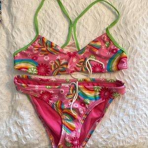 Speedo size 8 practice suit, pink patterned!